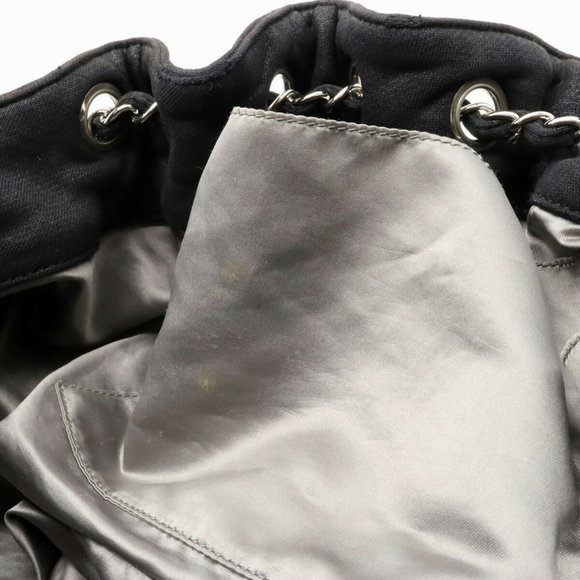 CHANEL Cocomark Melrose Cabas Matelasse Chain Shoulder Bag Cotton Jersey Blac... - Picture 6 of 8